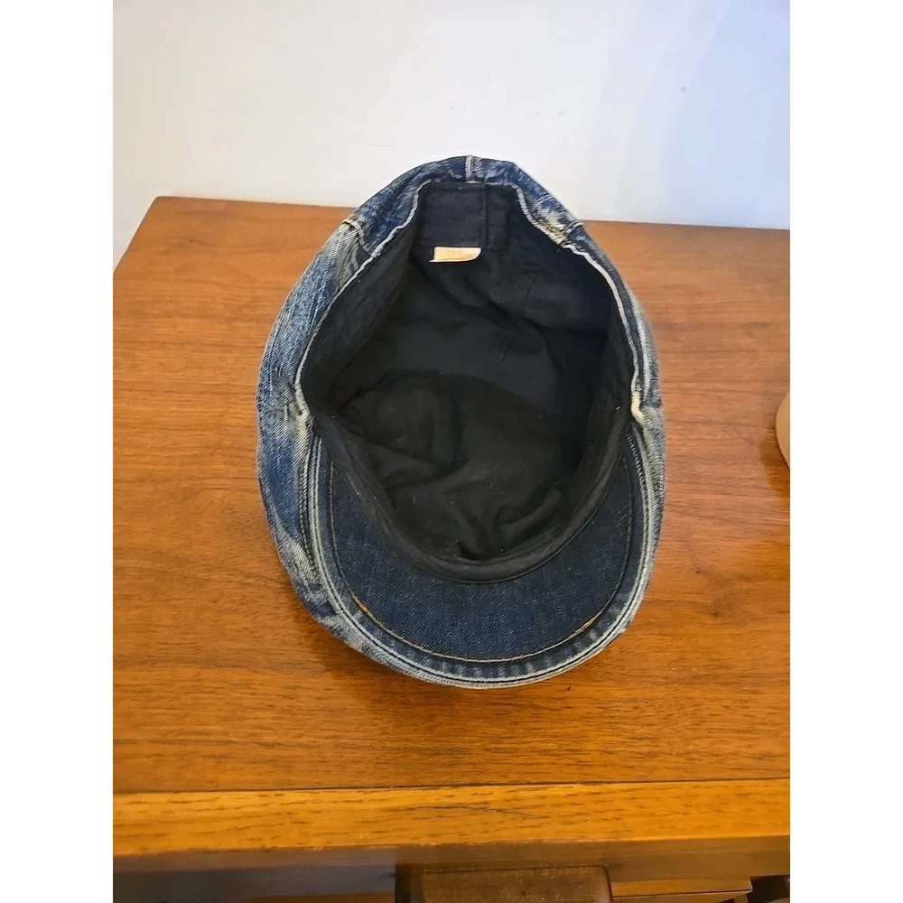 Vintage Denim Cabbie Newsboy Cap Gatsby Hat Retro 80s Jean Golf Grunge Mens Med